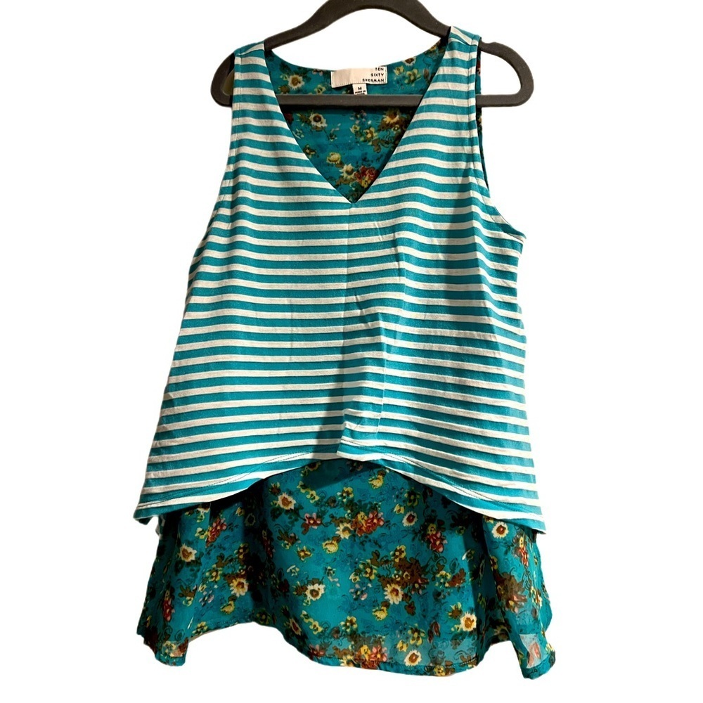 Ten Sixty Sherman • Layered Flowy Floral & Striped Tank